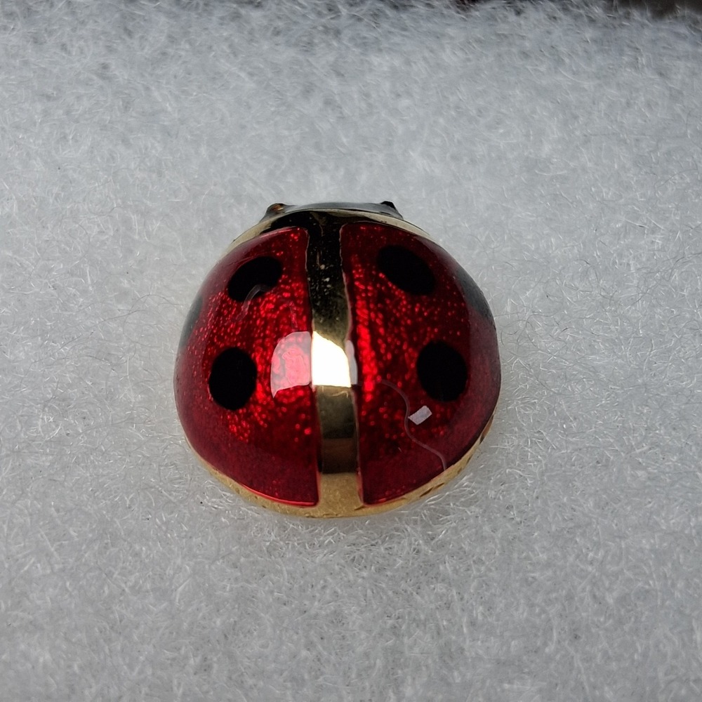 Vintage Carolee Signed Red Enamel Ladybug Pin Lapel Pin Gold Tone Scatter Pin - Picture 5 of 9
